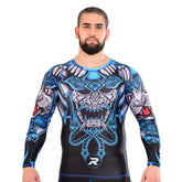 ROAR MMA Cat-Blu Rash Guard Fight Training Gym Fitness Full Sleeve Workout Shirt