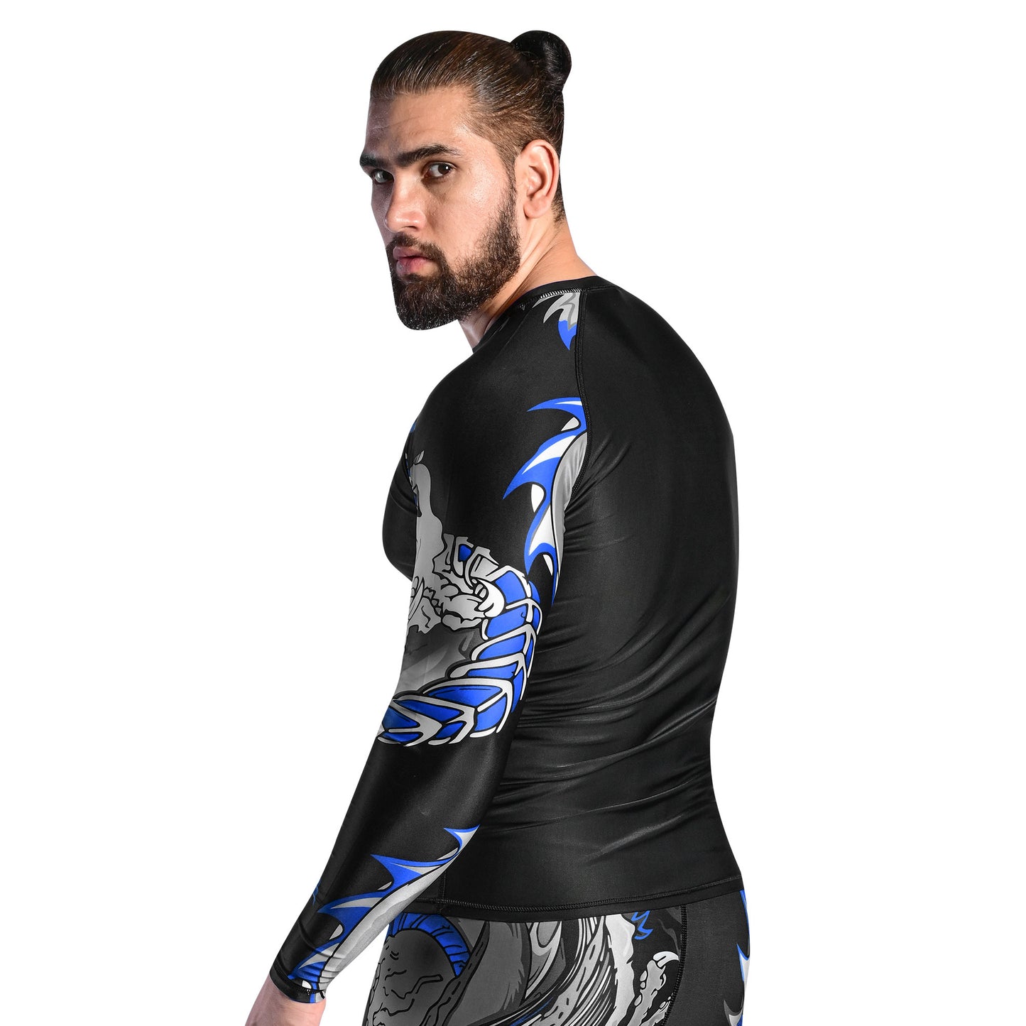 Roar MMA Rash Guard BJJ Darken Blue Long Sleeve Compression Fight Gear Shirt No Gi