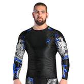 Roar MMA Rash Guard BJJ Darken Blue Long Sleeve Compression Fight Gear Shirt No Gi