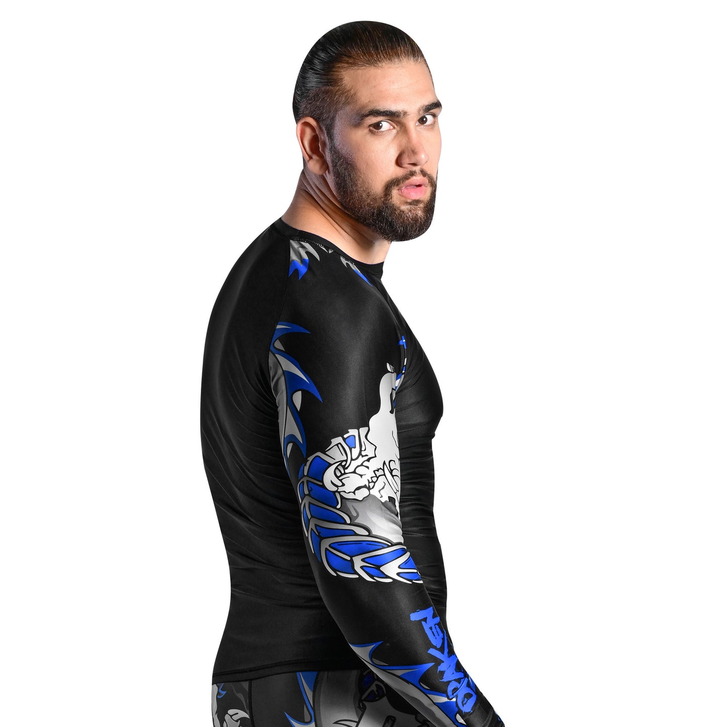 Roar MMA Rash Guard BJJ Darken Blue Long Sleeve Compression Fight Gear Shirt No Gi