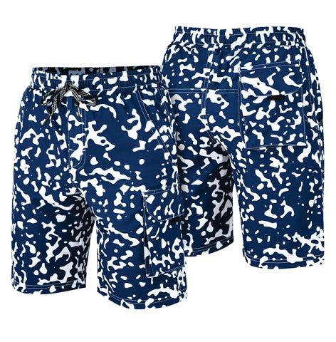 ROAR-INT Men's Lightweight Cargo Shorts – Quick Dry Stretch Hiking Shorts Blue White