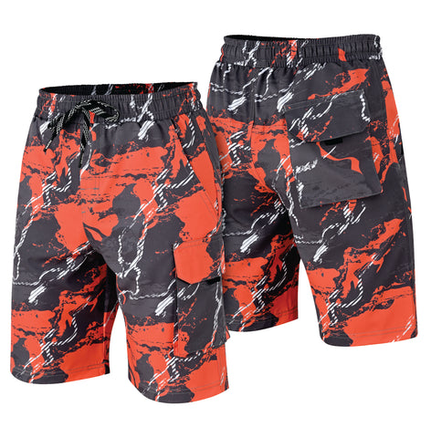 ROAR-INT Men's Lightweight Cargo Shorts – Quick Dry Stretch Hiking Shorts Orange