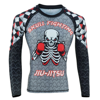 MMA Rash Guard BJJ Long Sleeve Compression Fight Gear Shirt No Gi - Roar-int