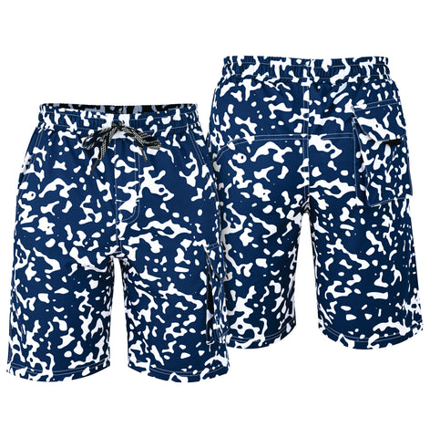 ROAR-INT Men's Lightweight Cargo Shorts – Quick Dry Stretch Hiking Shorts Blue White