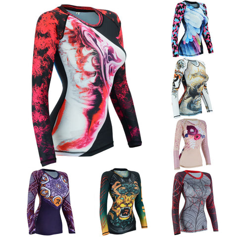 Roar Fightwear Women's MMA Compression Rash Guard BJJ Wrestling Long Sleeve - Roar-int