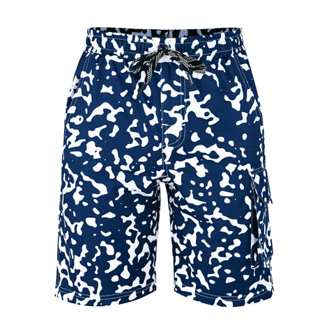 ROAR-INT Men's Lightweight Cargo Shorts – Quick Dry Stretch Hiking Shorts Blue White