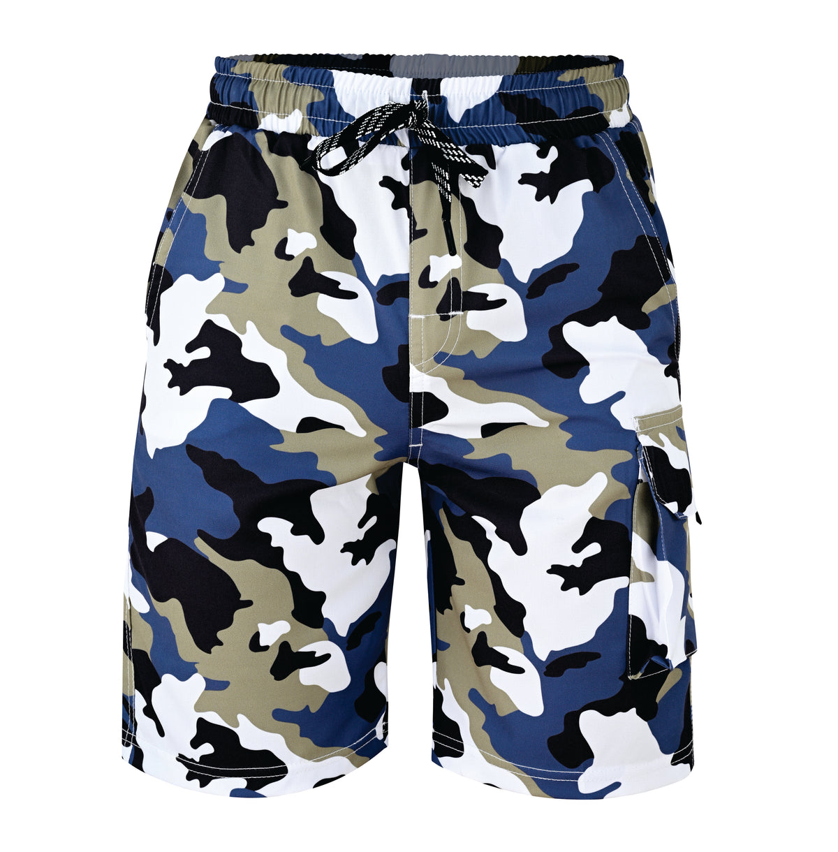 ROAR-INT Men's Lightweight Cargo Shorts – Quick Dry Stretch Hiking Shorts Camo Blue