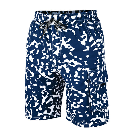 ROAR-INT Men's Lightweight Cargo Shorts – Quick Dry Stretch Hiking Shorts Blue White