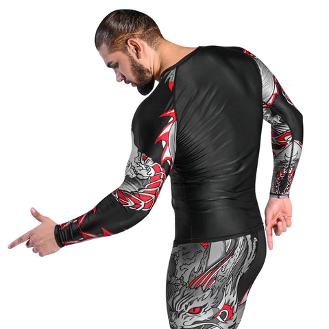 Roar MMA Rash Guard BJJ Darken Red Long Sleeve Compression Fight Gear Shirt No Gi