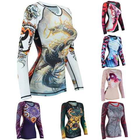 Roar Fightwear Women's MMA Compression Rash Guard BJJ Wrestling Long Sleeve - Roar-int