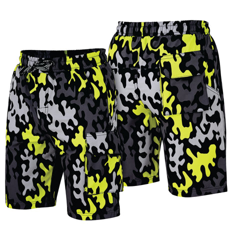 ROAR-INT Boys Cargo Shorts Quick Dry Lightweight Youth Cargo Shorts Stretch Boys Athletic Shorts Casual Kids Shorts Camo Green