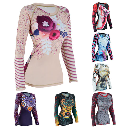 Roar Fightwear Women's MMA Compression Rash Guard BJJ Wrestling Long Sleeve - Roar-int