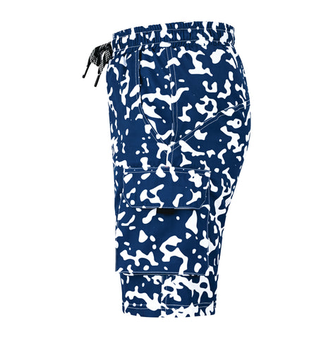 ROAR-INT Men's Lightweight Cargo Shorts – Quick Dry Stretch Hiking Shorts Blue White