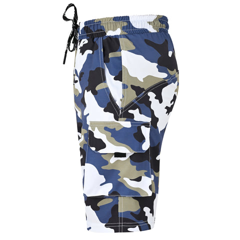 ROAR-INT Men's Lightweight Cargo Shorts – Quick Dry Stretch Hiking Shorts Camo Blue