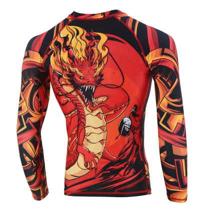MMA Rash Guard BJJ Long Sleeve Compression Fight Gear Shirt No Gi - Roar-int