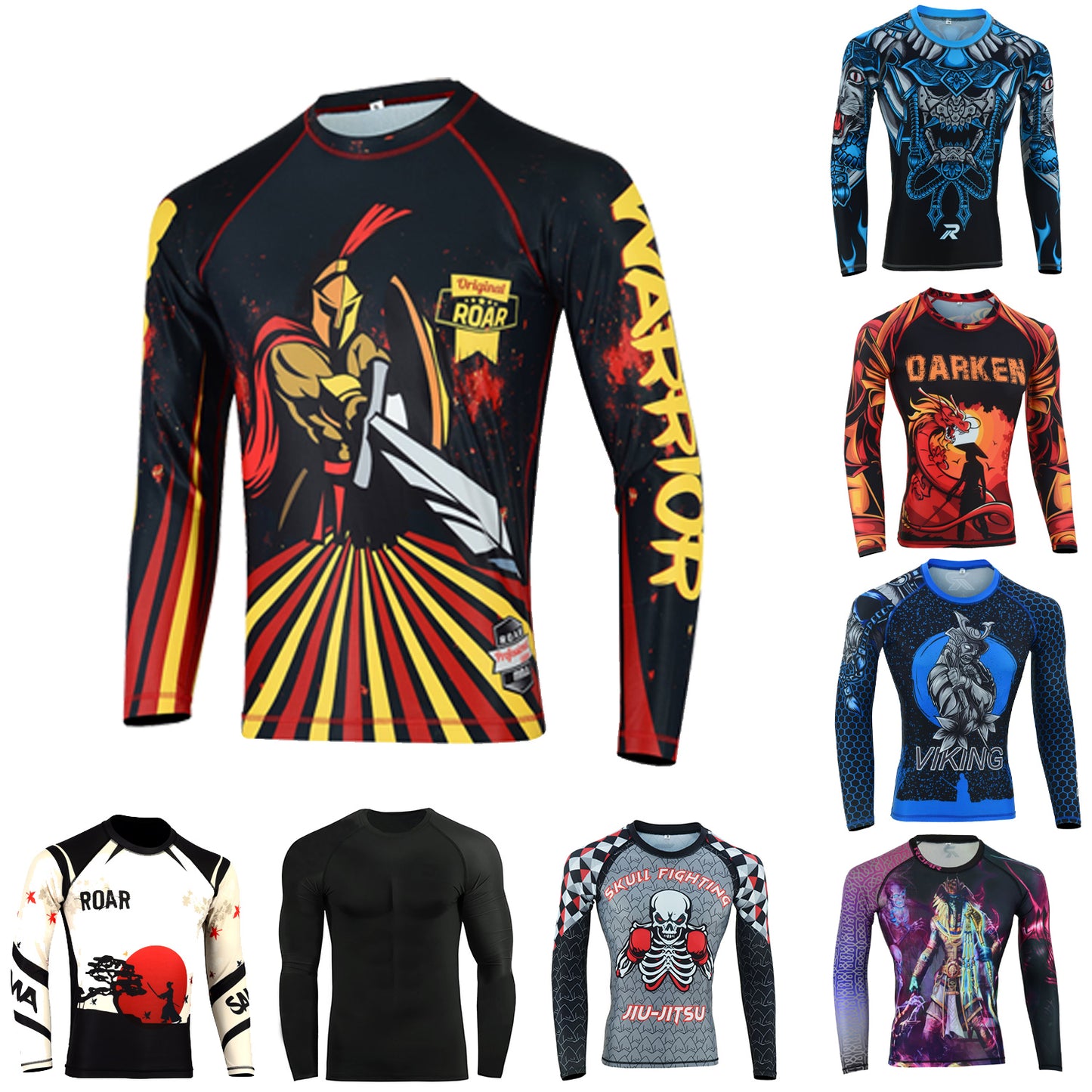 MMA Rash Guard BJJ Long Sleeve Compression Fight Gear Shirt No Gi - Roar-int