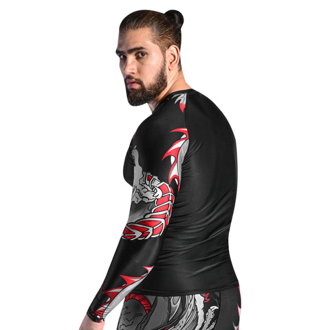 Roar MMA Rash Guard BJJ Darken Red Long Sleeve Compression Fight Gear Shirt No Gi