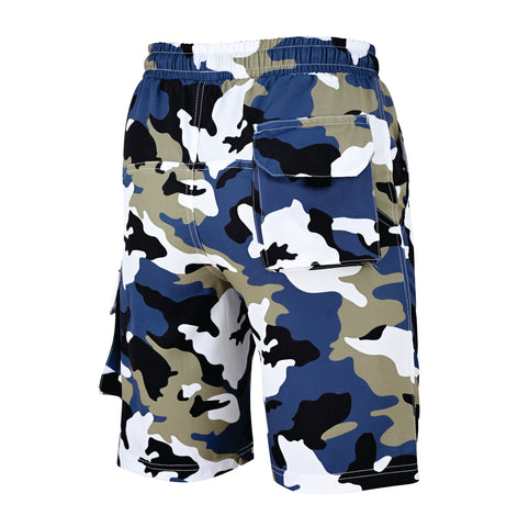 ROAR-INT Men's Lightweight Cargo Shorts – Quick Dry Stretch Hiking Shorts Camo Blue