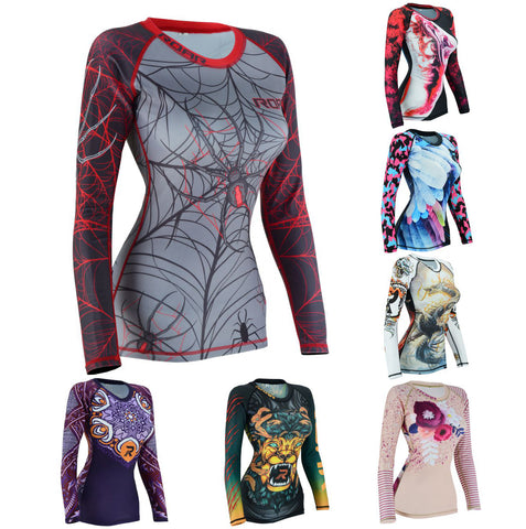 Roar Fightwear Women's MMA Compression Rash Guard BJJ Wrestling Long Sleeve - Roar-int