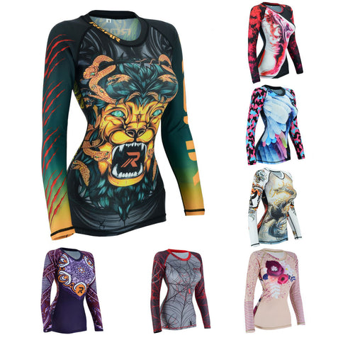 Roar Fightwear Women's MMA Compression Rash Guard BJJ Wrestling Long Sleeve - Roar-int