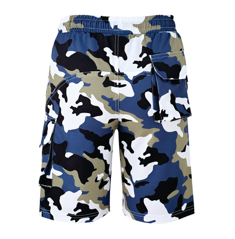 ROAR-INT Men's Lightweight Cargo Shorts – Quick Dry Stretch Hiking Shorts Camo Blue