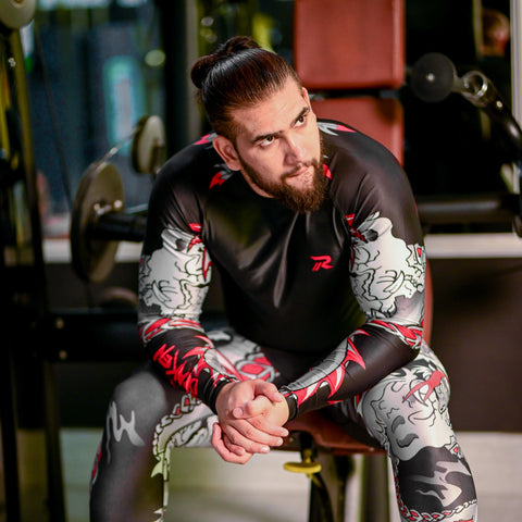 Roar MMA Rash Guard BJJ Darken Red Long Sleeve Compression Fight Gear Shirt No Gi
