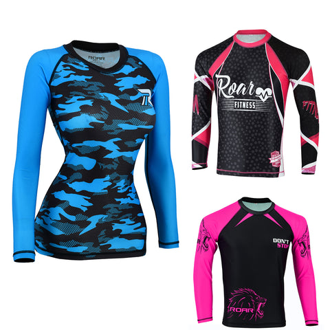 Roar Fightwear Women's MMA Compression Rash Guard Wrestling Long Sleeve Top - Roar-int