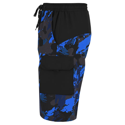 ROAR-INT Men's Lightweight Cargo Shorts – Quick Dry Stretch Hiking Shorts Blue Black