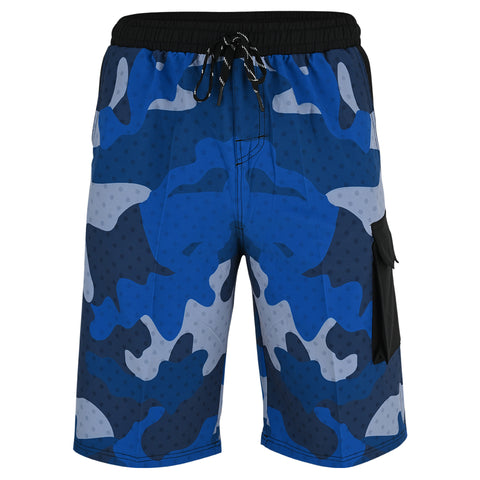 ROAR-INT Men's Lightweight Cargo Shorts – Quick Dry Stretch Hiking Shorts Camo Blue