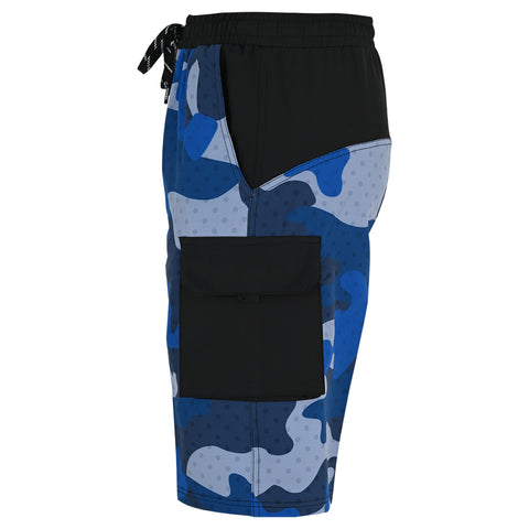 ROAR-INT Men's Lightweight Cargo Shorts – Quick Dry Stretch Hiking Shorts Camo Blue