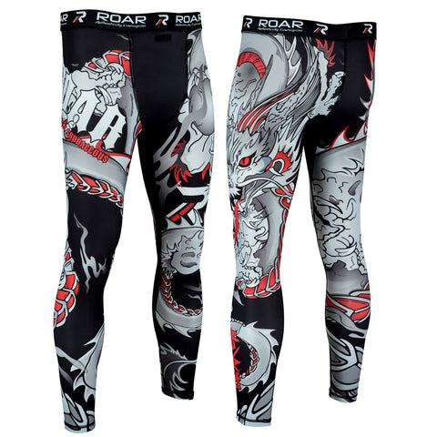 ROAR MMA BJJ Leggings Base Layer Gym Workout No Gi Grappling Jiu Jitsu Spats - Roar-int