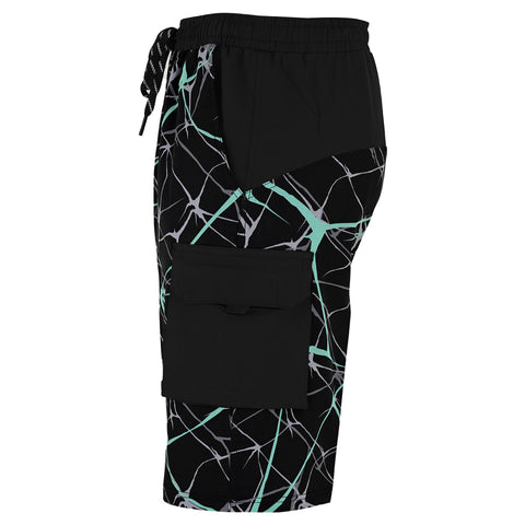 ROAR-INT Men's Lightweight Cargo Shorts – Quick Dry Stretch Hiking Shorts Green Black