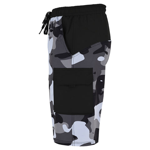 ROAR-INT Men's Lightweight Cargo Shorts – Quick Dry Stretch Hiking Shorts Camo Grey