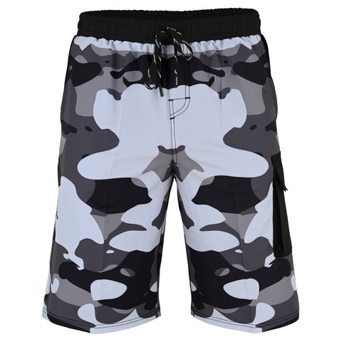 ROAR-INT Men's Lightweight Cargo Shorts – Quick Dry Stretch Hiking Shorts Camo Grey