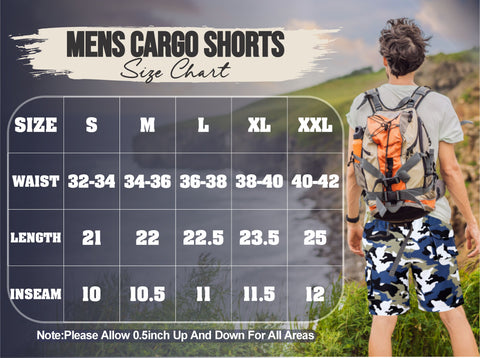 ROAR-INT Men's Lightweight Cargo Shorts – Quick Dry Stretch Hiking Shorts Camo Grey