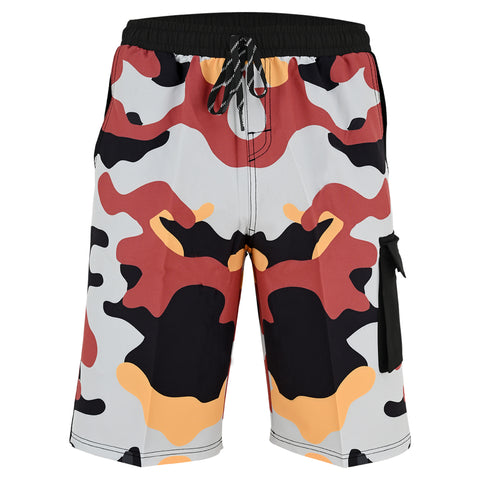 ROAR-INT Men's Lightweight Cargo Shorts – Quick Dry Stretch Hiking Shorts Maroon Camo