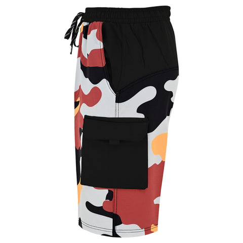 ROAR-INT Men's Lightweight Cargo Shorts – Quick Dry Stretch Hiking Shorts Maroon Camo