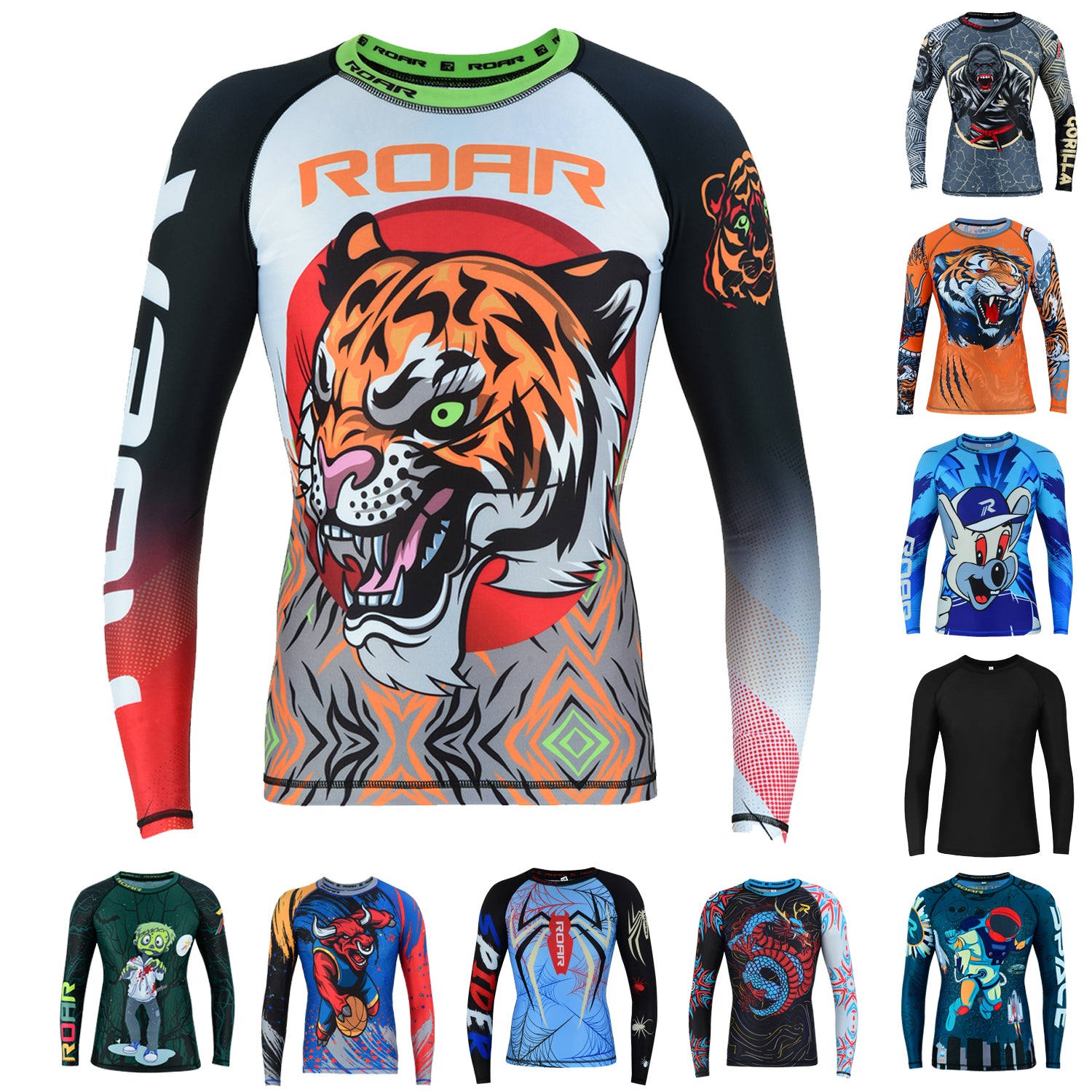 ROAR BJJ Compresson Rash Guard MMA Fght Boxng Shorts Athletc ROAR BJJ Compresson Rash Guard MMA Fght Boxng Shorts Athletc