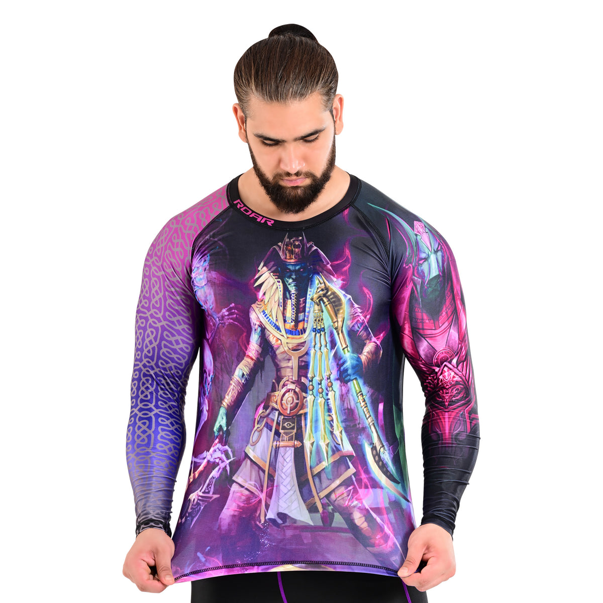 ROAR MMA Anubis Rash Guard Fight Training Gym Fitness Full Sleeve Workout BJJ Shirt