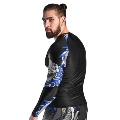 Roar MMA Rash Guard BJJ  Darken Blue Long Sleeve Compression Fight Gear Shirt No Gi