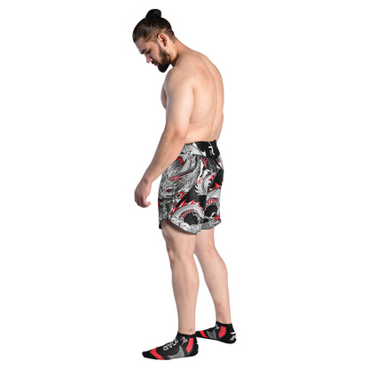 ROAR Darken Red Kick Boxing MMA Cage Fight men's Short
