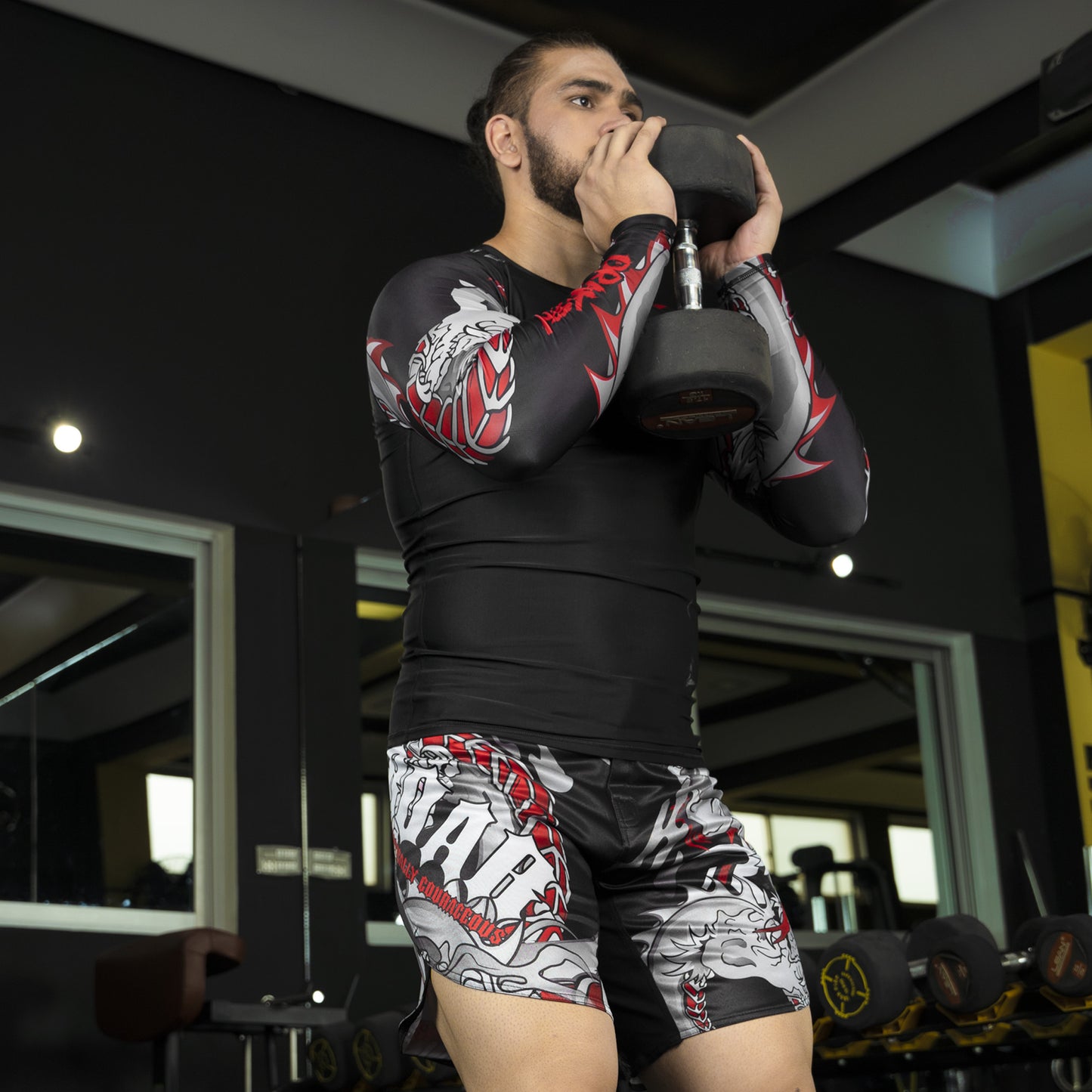 ROAR Darken Red Kick Boxing MMA Cage Fight men's Short