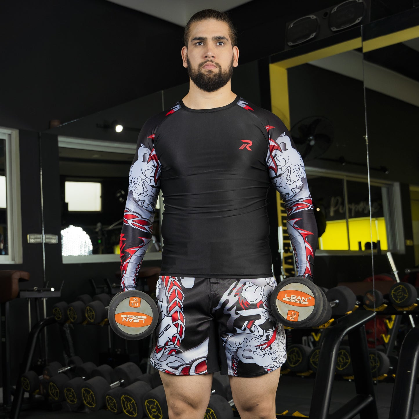 ROAR Darken Red Kick Boxing MMA Cage Fight men's Short
