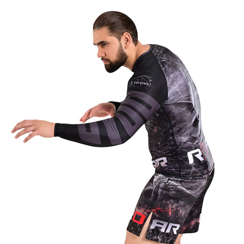 ROAR Bjj NoGi Compression Long sleeve Rash guard For Men