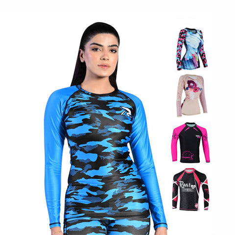 Roar Fightwear Women's MMA Compression Rash Guard Wrestling Long Sleeve Top