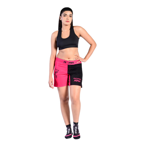 Roar Ladies MMA Shorts Pink Black