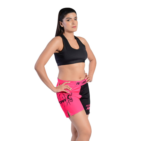 Roar Ladies MMA Shorts Pink Black