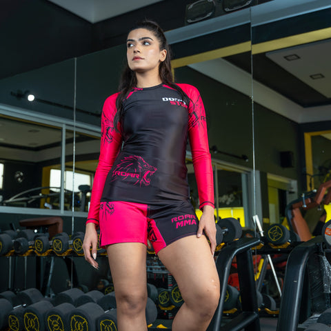 Roar Ladies MMA Shorts Pink Black