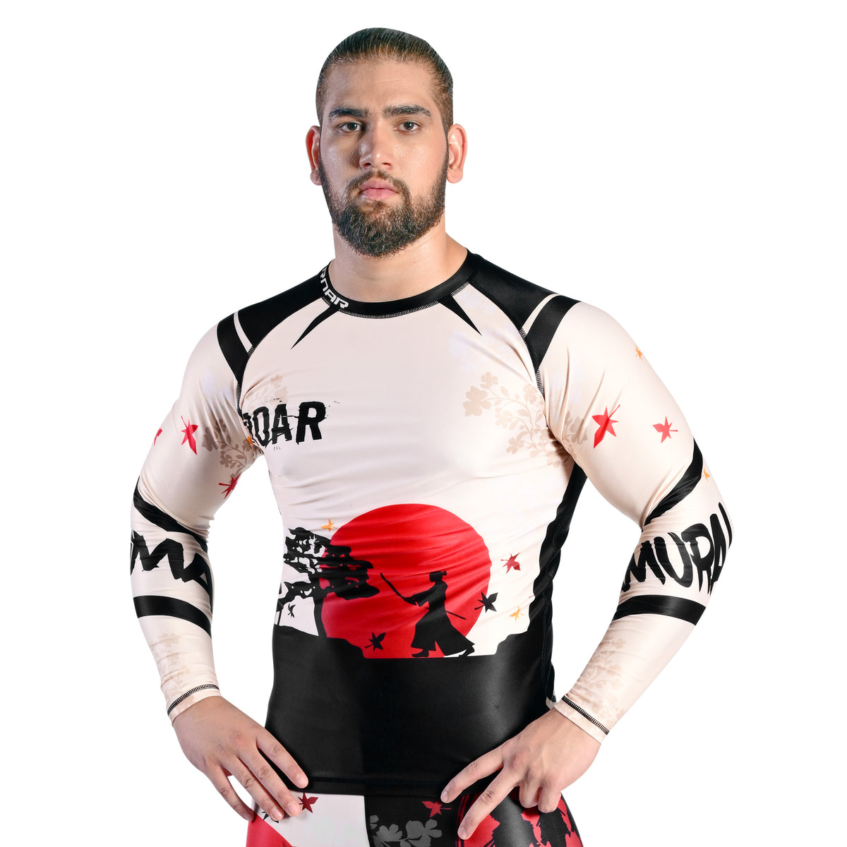 ROAR MMA Samurai Rash Guard Fight Training Gym Fitness Full Sleeve Workout Shirt