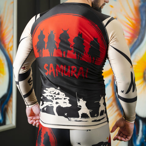 ROAR MMA Samurai Rash Guard Fight Training Gym Fitness Full Sleeve Workout Shirt
